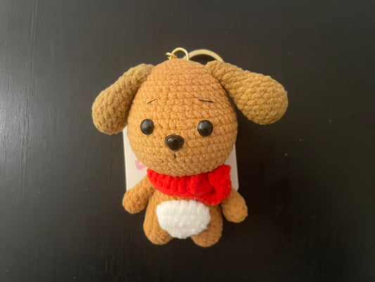 key chain (brown and white big dog)